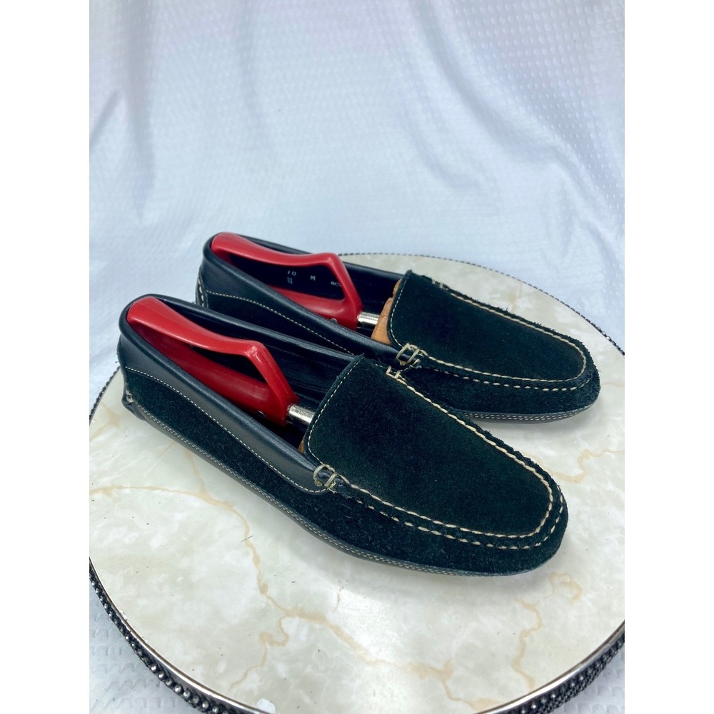 L.L. Bean Suede Leather Driving Loafers Womens Sz 10 Black Moc Toe Slip On Shoes